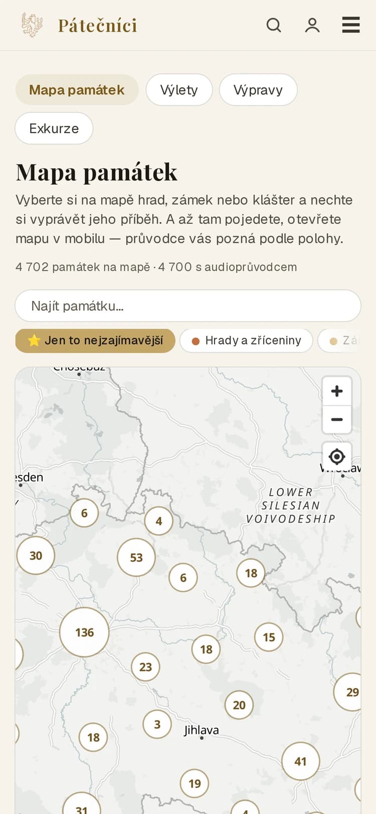 Aplikace Pátečníci: mapa památek s audioprůvodcem