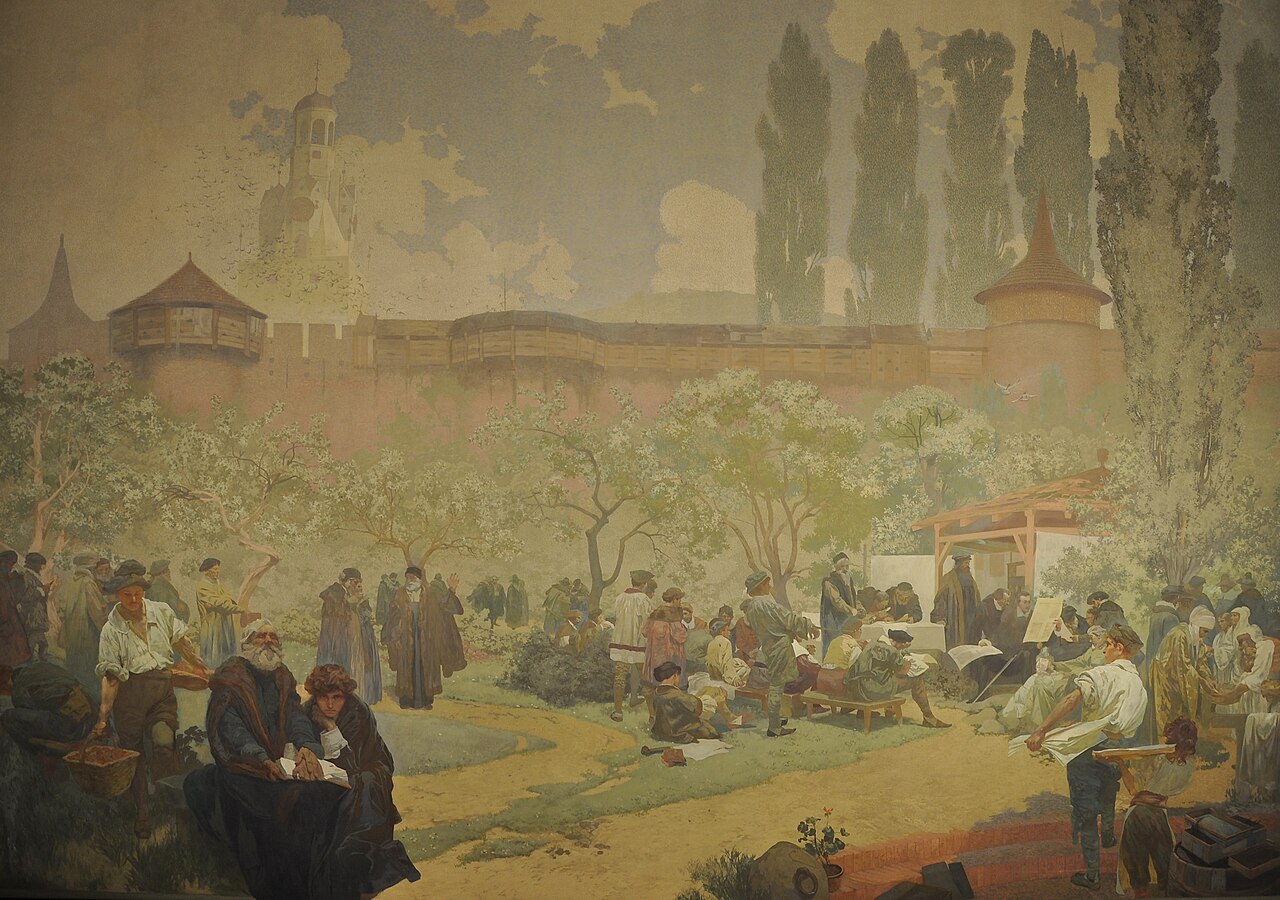 Alfons Mucha, Bratrská škola v Ivančicích, plátno ze Slovanské epopeje